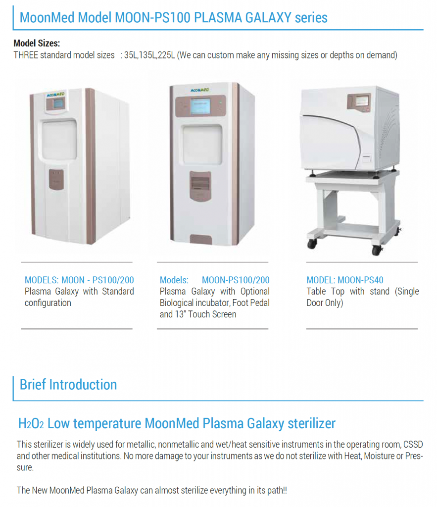 instruments needed for plasma sterilizer